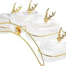 UJEAVETTE Dried Fruit Dish with Lid Decor Food Storage Tray for Cupcake Nuts Appetizer Clear-image-13