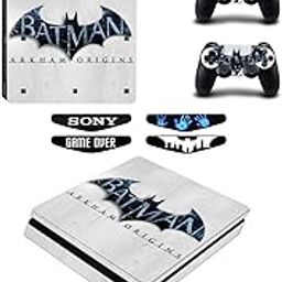 Elton Batman Font Arkham Origins 3M Skin Sticker Cover for PS4 Slim Console and Controllers Full Set Console Decal Stickers for Front & Back 4 Led bar Decal +2 Controller-16