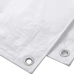 premsons Premsons® Tarpaulin 120 GSM Thick Waterproof UV Resistant Heavy Duty Sheet - Rot Rip Tear Proof Tadpatri with Grommets & Reinforced Edges - Poly Tarp Cover Rain Roof Shed Protection - 6 x 4 ft - White-picture-19