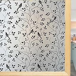 Indian Royals Black Bird and Tulip Flower Self Adhesive, 3D Window Film (200 x 45 CM)-image-39