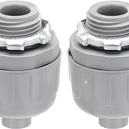 MECCANIXITY Liquid Tight Connector 3/8NPT Non-metallic Liquid Tight Conduit Connector PVC UL Listed PVC Conduit Fitting Electrical Conduit Fitting Pack of 2(Straight,180D)-image-6