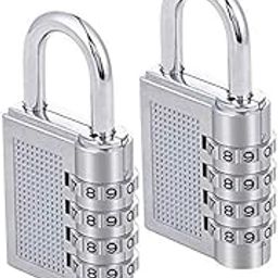 KARDIFF Bag Lock Combination Number Locks for Door Password Key Home Digital Finger Padlock Deal Security Smart 4-Digit Safe Pin Hand Bag (Silver, 2pcs), Alloy Steel-6