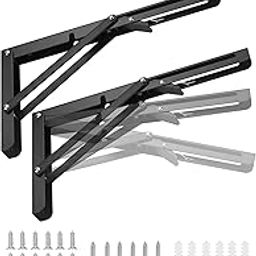 LIMBANI BROTHERSFolding Bracket Heavy Load Folding Table Folding Table Wall Folding Shelf Brackets Load Capacity 70kg for Space Saving Home Kitchen Folding Table Wall Mount( 2 Pcs ) 20 cm-18
