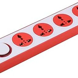 DEKOQ 4 Universal Socket and 1 Switch 6 Amp Power Extension Board 240 Volts, 4 Socket Extension Boards (White, 2 m)-96