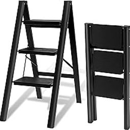 GION 3 Step Folding Ladder with Anti-Slip Wide Pedals – Portable, Compact & Lightweight Step Stool, for Home, Kitchen, Office, Garage, Garden & Indoor Use – 150kg Load Capacity (1Pcs)-image-90