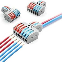 KRIDARSH 10 Pcs Lever Wire Connectors, Quick Wiring Cable Connector Push-in Conductor Terminal Block Wire Connector for Hard/Flexible Wires AWG 28-12. (2 in 6 Out).-image-37