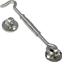 RiseOm Brass Gate Hook/Window Hook for Double Doors Gates/Windows Pack of 2 (6 inch, Silver)-image-11