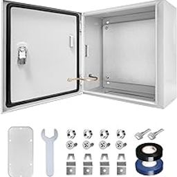 Howhite Outdoor Electrical Box 12x8x12'' Steel Electrical Junction Box NEMA 4X Enclosure Indoor&Outdoor Electrical Enclosure Box Waterproof & Dustproof Cold-Rolled Carbon Steel Hinged Junction Box-13