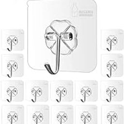 REENAX 20 Pieces PVC Heavy Duty Self Adhesive Stainless Hooks Transparent Waterproof and Oilproof Wall Hooks for Kitchen, Bathroom Shower, Door and Outdoor (20 Pcs Wall Hook)-32