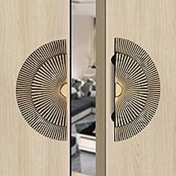 Sunburst Brass Door Pull Handles for Double Doors – Antique Round Design with Radiating Lines – Elegant and Decorative Main Door Hardware-image-80