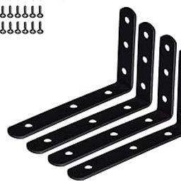 Homestead Decor Wall Bracket for Shelves and Home Decor, Metal L Angle Bracket With Matching Screws - Pack of 4 (6'' x 4'')-15