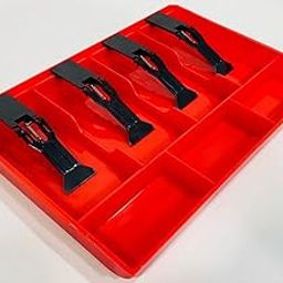 SUKHAD ABS Plastic Cash Drawer, 4 Cash and 3 Coin Organizer for Supermarket, 7 Slot, 32.2 X 3.5 X 24.5 CM, Red-image-18