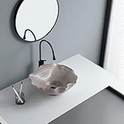 "Imported Handmade Grey Multicolor-Edged Designer Table Top Wash Basin - Rippled Form for Artistic Modern Bathrooms."-image-6
