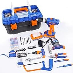 WADFOW Cordless Impact Drill Driver, 20V 10mm Chuck Variable Speed, with 115 Pcs Multitool Kit 2 Batteries 1 Charger, 119Pcs Tool Kit with Cordless Drill Machine Packed by Plastic Tool Box-image-0