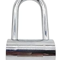 Round Security Padlock Iron Steel Brass Combination Door Lock Shackle keypad Lock 3 Key for Garage, Door, Containers, Shutter, Locker, Warehouse, Gates (Silver 70 mm)-picture-1