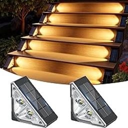 Ahaorigin Solar Step Lights for Outside, 2 Pack Super Bright LED Spot Lens Solar Stair Light Outdoor Waterproof, Outdoor Deck Lights for Step Frontdoor Yard Porch Patio, Warm White-image-67