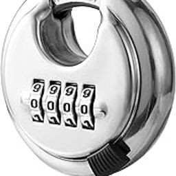 Toriox 4 Digit Disc Padlock Combination Lock, Heavy Duty Security Lock, Round Combination Padlock (Silver)-9