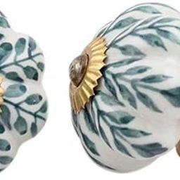 Indian-Shelf 4 Packs Green Leaf Pumpkin Ceramic Premium Drawer Knobs for Kitchen Cabinet Hardware Door Pulls Decorative Dresser Chest-image-23