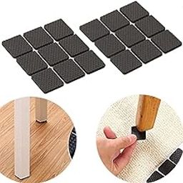 SpiderJuice 18Pc Self Adhesive Black Square Soft EVA Like Rubber Furniture Protection Non Slip Anti Skid Scratch Proof Buffer Bumper Floor Noise Insulation Bush Leg Pads Guards-21
