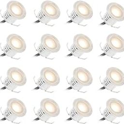 Decdeal 16PCS 0.6W High Bright Recessed LED Deck Light Water Resistance IP67 in Round Outdoor Landscape LED Lighting for Stair Patio Arden Floor Corner Sauna Room Bathroom-21