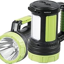 Havells 10W Led Torch|Energy Efficient|Lithium-Ion Battery|Diffused Side Light for Low Glare|Ultra Bright|Upto 6 Hours Runtime|Made in India|(Outrider)|Pack of 1, Green-21