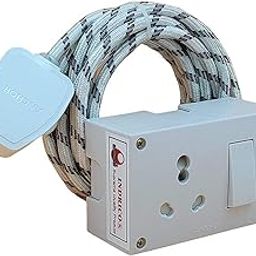 INDRICO® 16 amps Extension Boards 3 Pins max. Load 1500 watts with Cloth Binding Wire White PVC (Anchor Combined 1.5 Meter)-image-52
