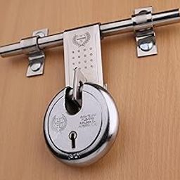 Harrison Padlocks/Round Padlock 75mm 6 Lever with 3 Keys JAMA-0251 Pack of 1/ Mild Steel Material/Bright Chrome Plated Finish/Door Lock, Shutter Lock, Godown Lock, gate Lock-14