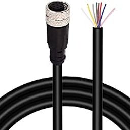 M12 8 Pin Female Straight Aviation Connector Electrical Cable 2M-69