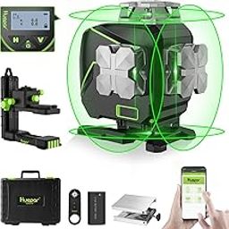 Huepar Laser Level 360 Self Leveling, 4x360° Green 4D Cross Line Laser with LCD Screen, Bluetooth Outdoor Pulse Mode Laser Tool for Construction -Remote Control, Li-ion Battery or 4 AA Batteries-S04CG-picture-11