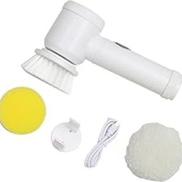 Swami Multi-Functional Electric Heavy Duty Cleaning Brush 5 in 1 Magic Power Scrubber Household Cleaning Tools Spin Scrubber with Buffer Polisher, for Bathroom, Shower, Tub, Kitchen Floor-image-32