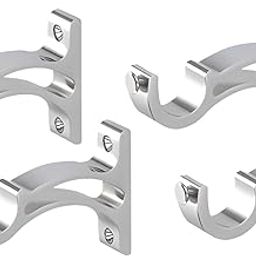 Curtain Rod Wall Brackets, Metal Single Holder, Silver, Set of 4-picture-14