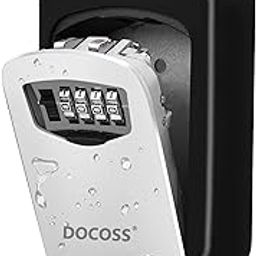 DOCOSS - Metal Key Safe Combination Storage Box Outdoor Wall Mounted with Code Password Security Lock for House Outdoor(Black,Grey)-30