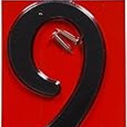 Hillman 839768 Nail On Character Number 9 Nine Sign with Predrilled Mounting Holes Includes Hardware, Black Plastic, 4 Inches 1-Sign-20