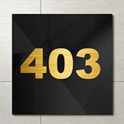 RL DIGITAL UNITS Room Number 403| Black with Gold Acrylic Number Plate | Easy installation type double sided tape fixed on backside-image-9