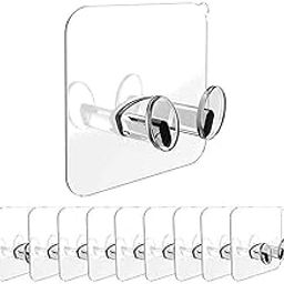 BUYERZONE 10 Pcs Heavy Duty Self Adhesive Plug Wall Hooks Transparent Waterproof and Oil Proof Wall Hooks for Kitchen Bathroom Shower Door Outdoor Home Improvement Utility Hook - Drill Free-image-19