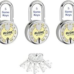 Alone Round 3 Padlock 65mm Brass 5 Common Keys | Hard Shackle Double Locking | Padlocks for Home Door gate Shop Shutter Grill, Finishing Dust & Rust Proof (5 Same Keys 65mm Brass Lock Top Pack of 3)-image-29