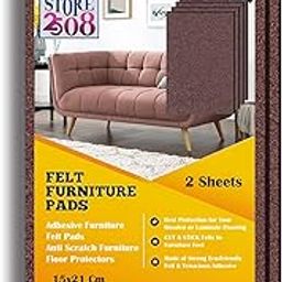 Store2508 2Pack Furniture Felt Pads Full Sheet 21x15 Cm Self Sticking for Noise Reduction Floor Protection Free to Cut-image-84