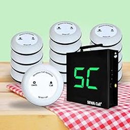 SEWACall Wireless Call Bell System for Restaurant, Offices, Doctors, Hospitals, Waiter Call Systems, Office Boy Call Bell,100% Plug&Play (15 Call Buttons and 1 Display)-1