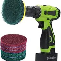4-Inch Power Scrubber & Scouring Kit – Includes Attachment, 3 Red & 3 Stiff Green Pads – Heavy-Duty Cleaning Tool for Tiles & Surfaces (Drill Not Included)-image-62