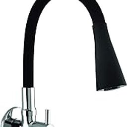 Jagger JBA231 Wall Mounted Brass Kitchen Sink Cock Taps/Faucets for Kitchen Basin with Flexible Neck Dual Flow Black Color 2 Function Shower Flow/Foam Flow (Turbo, Dual Mode Flow)-image-16