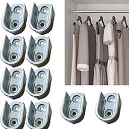 DEEGAAMART Oval Closet Rod End Supports , Wardrobe Bracket Metal Rod Holders ,Oval Wardrobe Hanging Rail Rod End Bracket Support Silver Tone 10 pcs-image-73