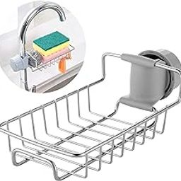 LAHANA™ PACK OF 1 Kitchen Sink Faucet Sponge Holder Caddy Organizer Stainless Steel Heavy Duty Detachable Hanging Drain Rack for scrubbers, soap, Bathroom soap Holder.-image-51