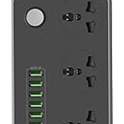 2021 Latest Power Strip, Surge Protector with 3 Outlets and 6 USB Charging Ports 2500W/10A 900 Joules 6 Ft Long Extension Cord for Smartphone Tablets Home Office Hotel ETL Listed, Black+Grey-17