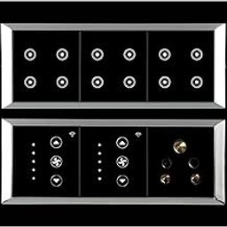 L&G 12 Module Glass Smart Switch Board | 11 Smart Switch Control, 2 Smart Fan Regulator, 1 Socket | (Size: 12M- 220 x 160 x 45 mm)(Black)-1