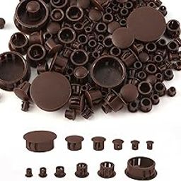 6 Sizes Plastic Hole Plugs, Flush Type Assorted Hole Plugs Locking Insert End Cap Panel Hole Plugs for Cabinets Machines Furniture, 3/16", 1/4", 5/16", 3/8", 1/2", 1" (155pcs, Dark Brown)-image-0