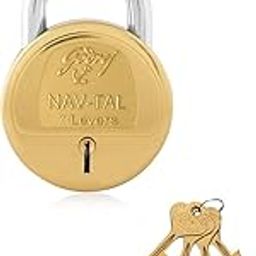 Godrej Locks I Navtal 7 levers 65 mm I 4 Keys I Padlock for Main Door I Tool Box, Shutters, Shops & Offices I Strong Hardended Corrosion Resistant Shackle I Brass Material | 1 Years Warranty-2