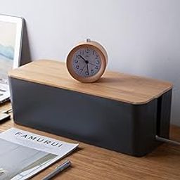 Desk Organizer for Office Hone Work Place use Cable Wire Organizer (Wooden Type lid Big 40 * 16 * 13.5 cm, Black)-image-25