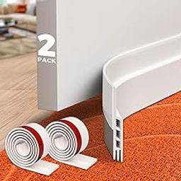 Holikme 2 Pack Draft Stopper Under Door Blocker Insulator Sweep Weather Stripping Noise Stopper Strong Adhesive White 39" Length-21
