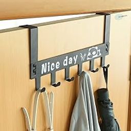 Flareza CarbonMetal Over Door Hanger for Cloths, Drill Free Door Handing Hooks Suitable for Bathroom, Bedroom Doors | Scarf, Coat, Cloth Holder | Removable Door Hanger (Black)-image-37