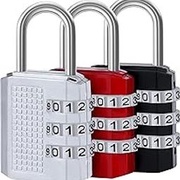 ABOUT SPACE Number Lock (3 Pack)- 3-Digit Number Combination Anti-Theft Zinc Alloy Lock-Resettable PIN Number Padlock for Door,Luggage, Suitcase-Polished Finishing (6 x 2.3cm) (Grey, Black, Red)-14